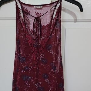 Free People Burgundy Floral Mini Slip Dress